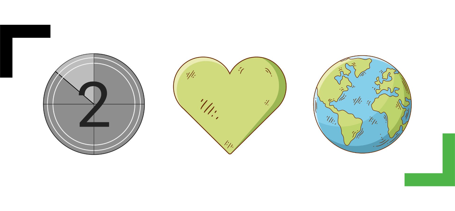 Greener Screen — countdown, heart and earth